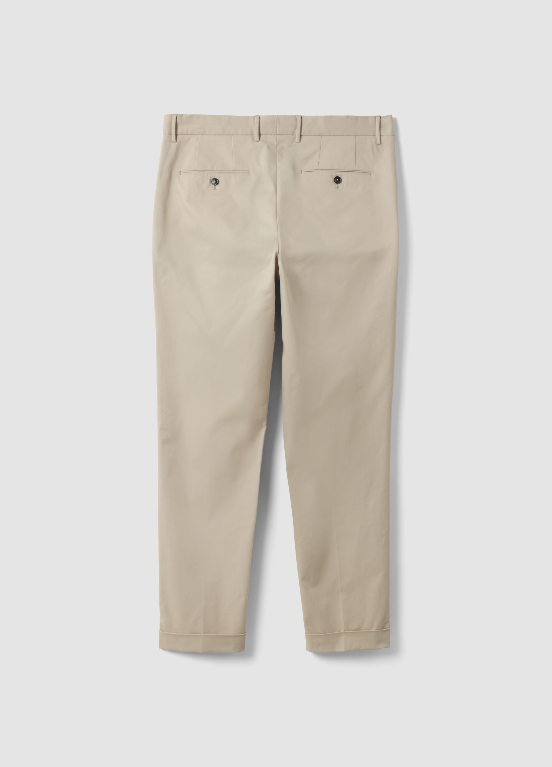 Beige regular-fit stretch cotton twill chino trousers
