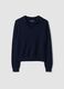 Maglia blu in pura lana con colletto polo_0