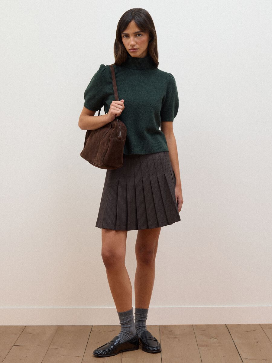 Green stretch-viscose turtleneck top_2