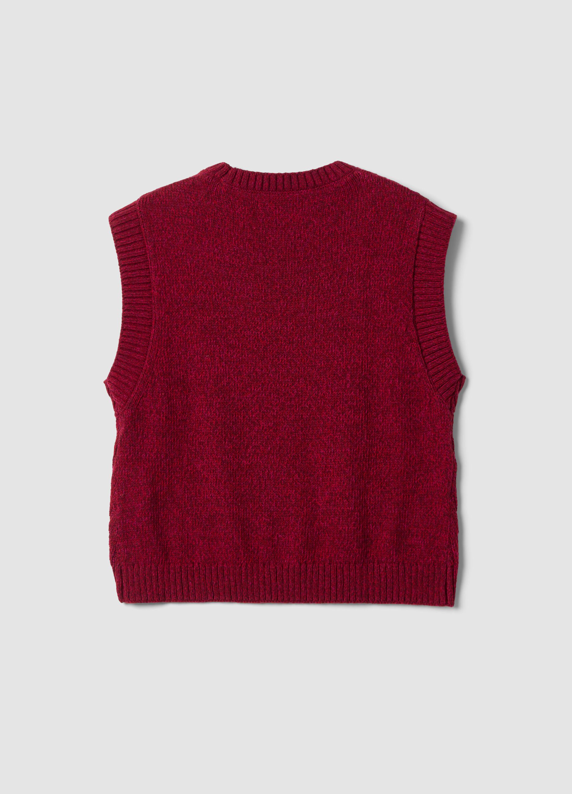 Roter Pullunder aus Wollmischung mit Rundhalsausschnitt und Oversize-Fit