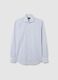 Light blue shirt with white stripes in pure cotton slim fit_4