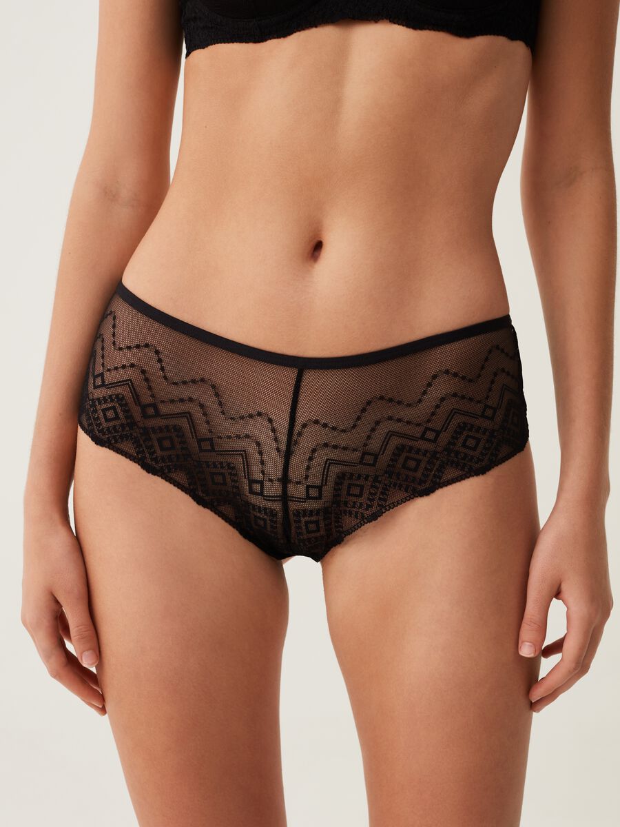 Lace French knickers with geometric design_1