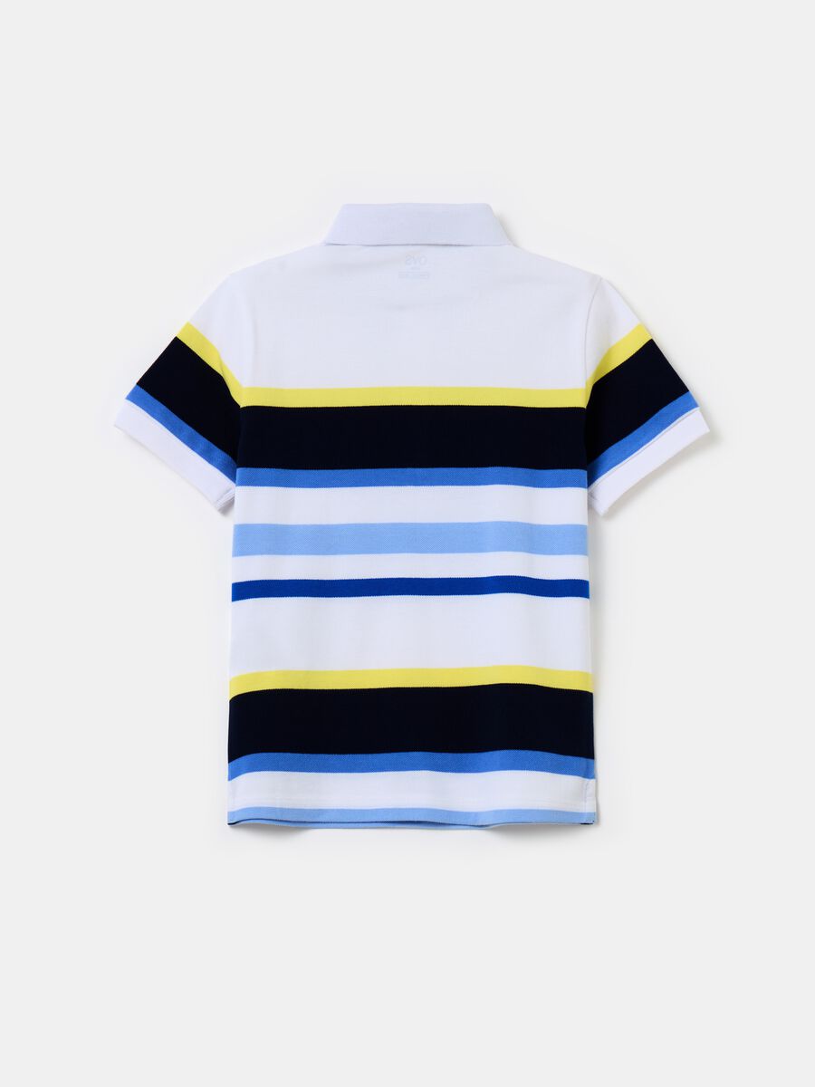 Striped piquet polo shirt with car embroidery_1