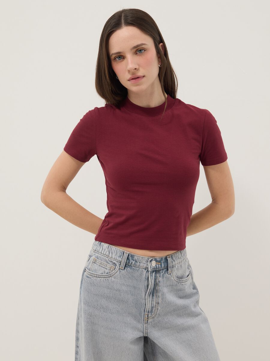 Red slim fit stretch cotton T-shirt_1