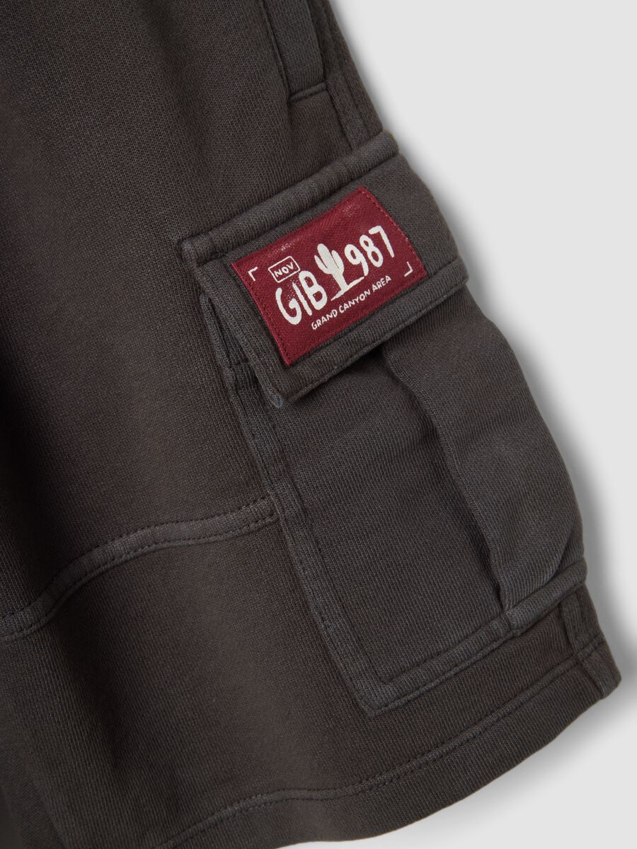 Boys' black 100% cotton cargo shorts, comfort fit_3