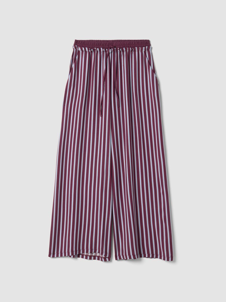 Purple pure viscose striped pyjama trousers_0