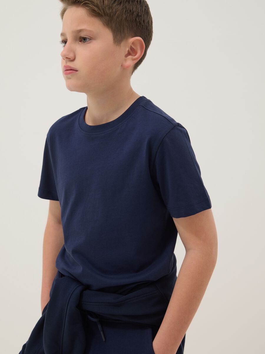 Boys&rsquo; blue pure cotton regular fit T-shirt_0