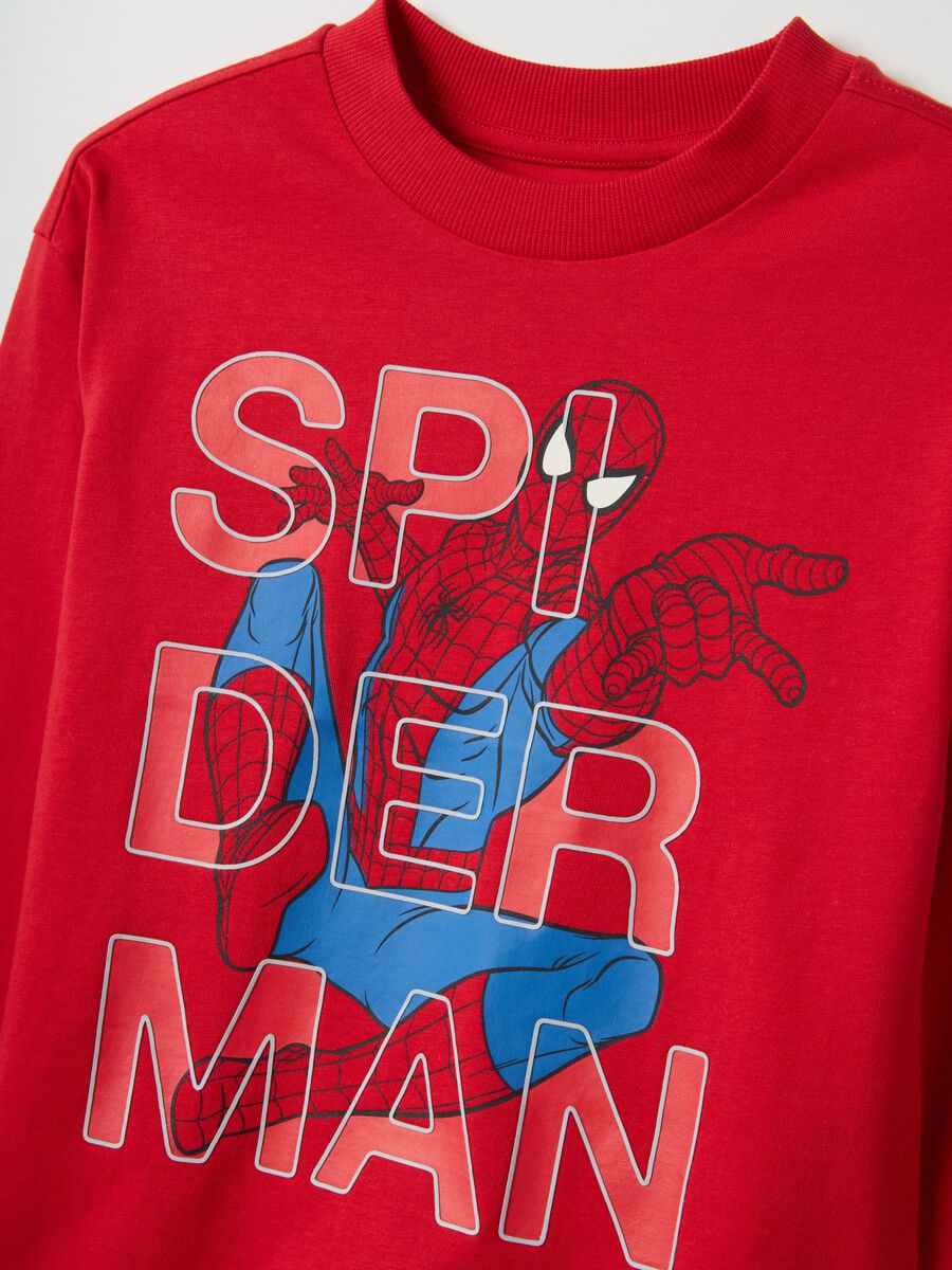 Children's red T-shirt in pure cotton over fit with SpiderMan print_2