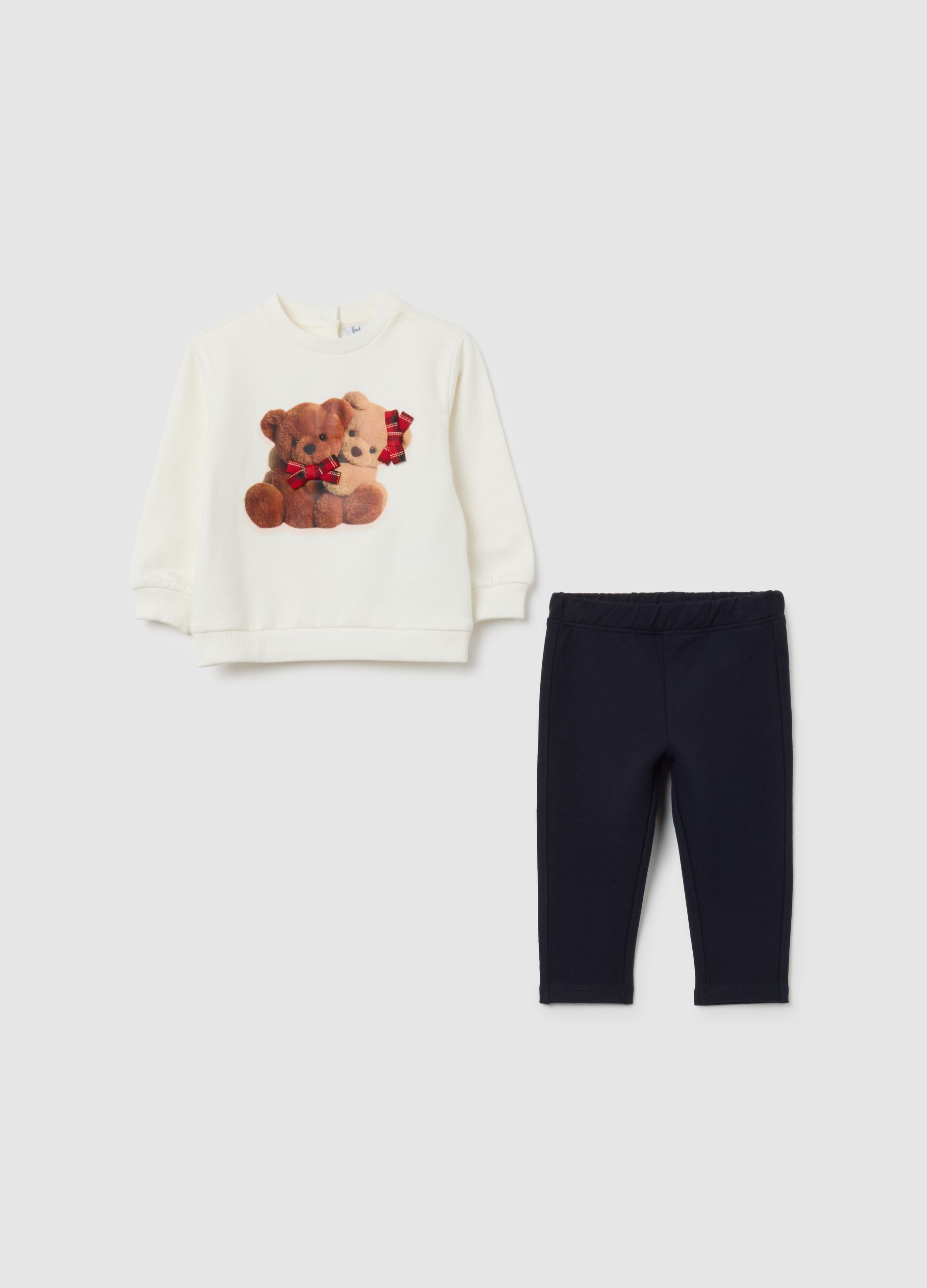 Multicolour cotton sweatshirt and trousers set for girls with print