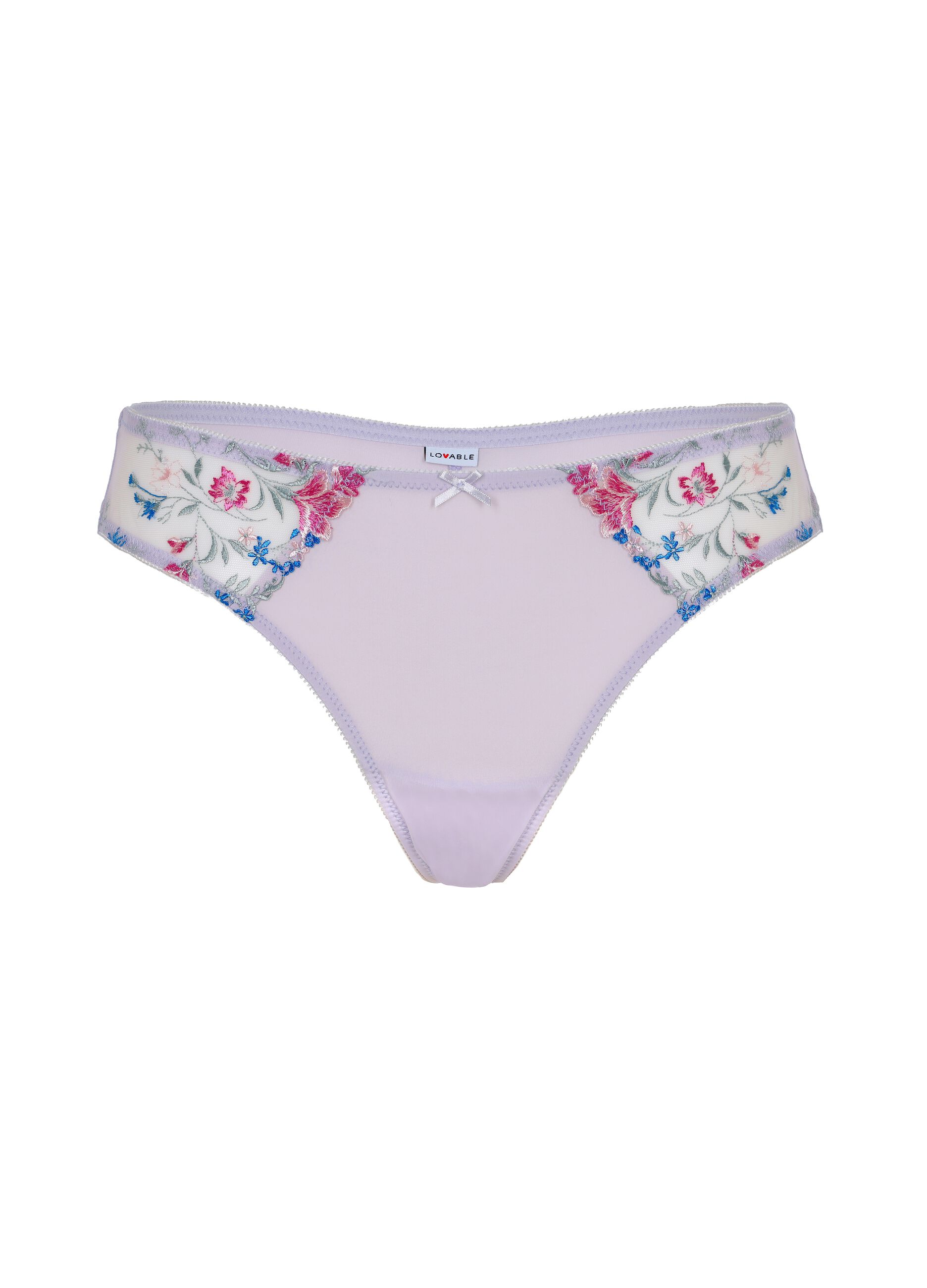 Embroidered lace Brazilian-cut briefs with floral embroidery