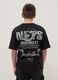 Kinder T-Shirt aus schwarzer reiner Baumwolle im Oversize mit Brooklyn Nets Logo_1