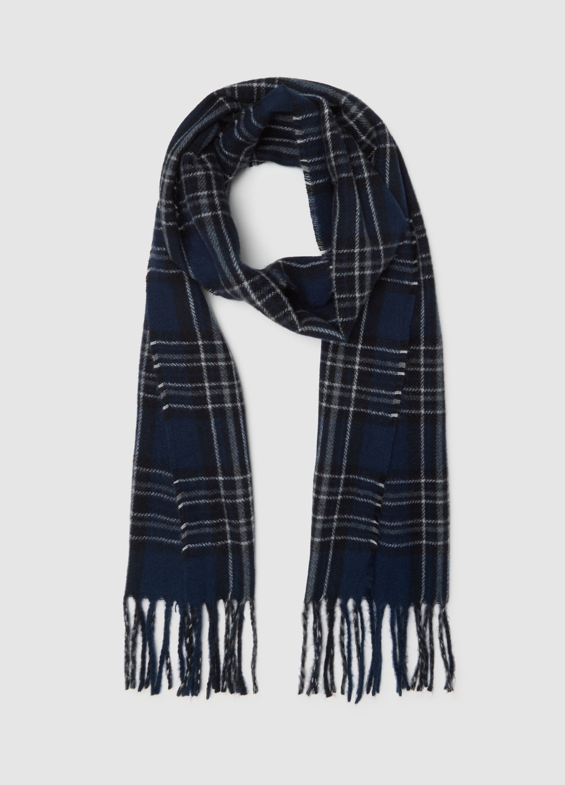 Checked Multicolour Scarf with Tassels