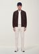 Brown full-zip sweatshirt in stretch piqu&eacute; with ribbed collar_2