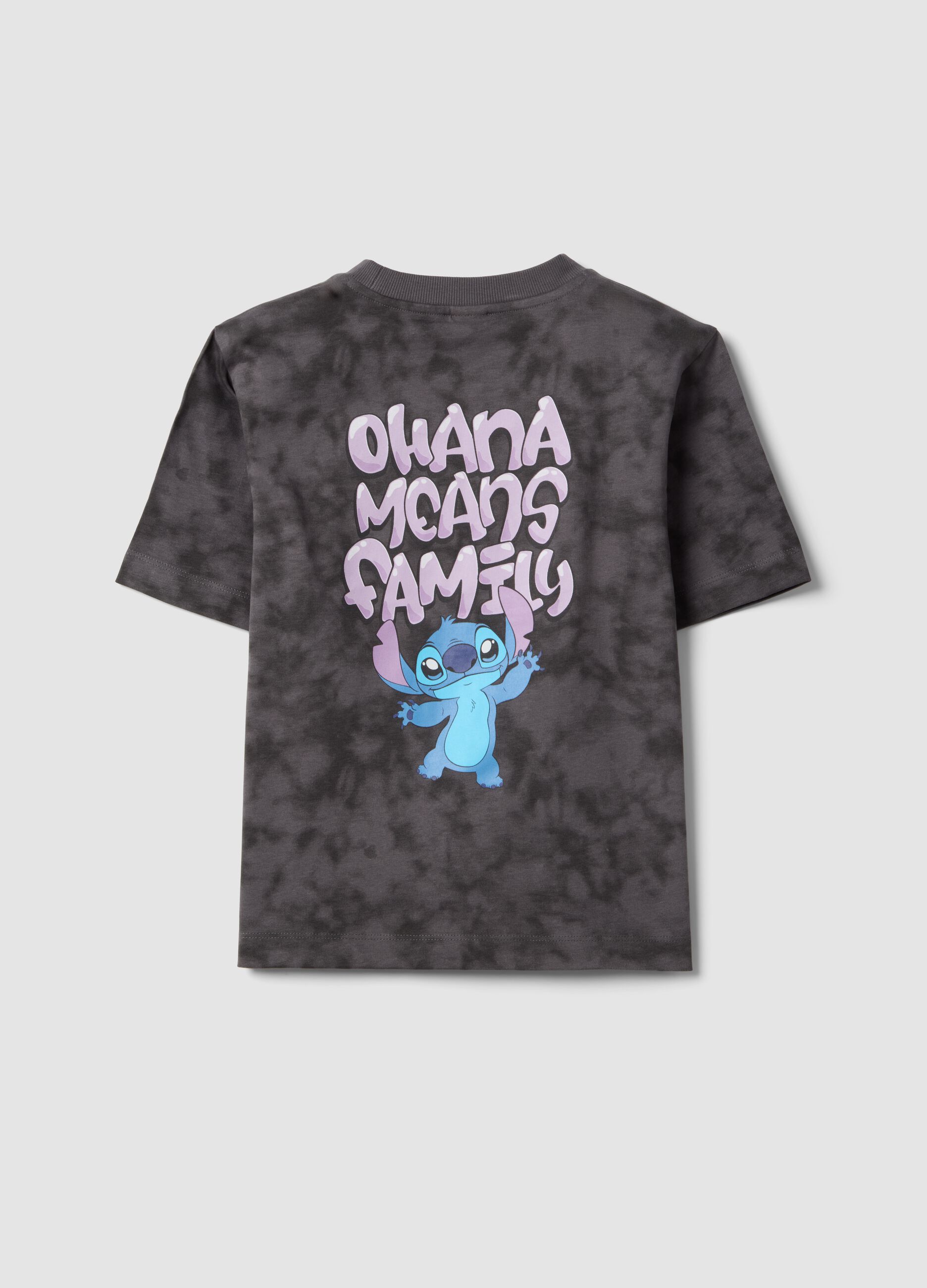 Grey pure cotton oversized fit girl&rsquo;s t-shirt with Stitch