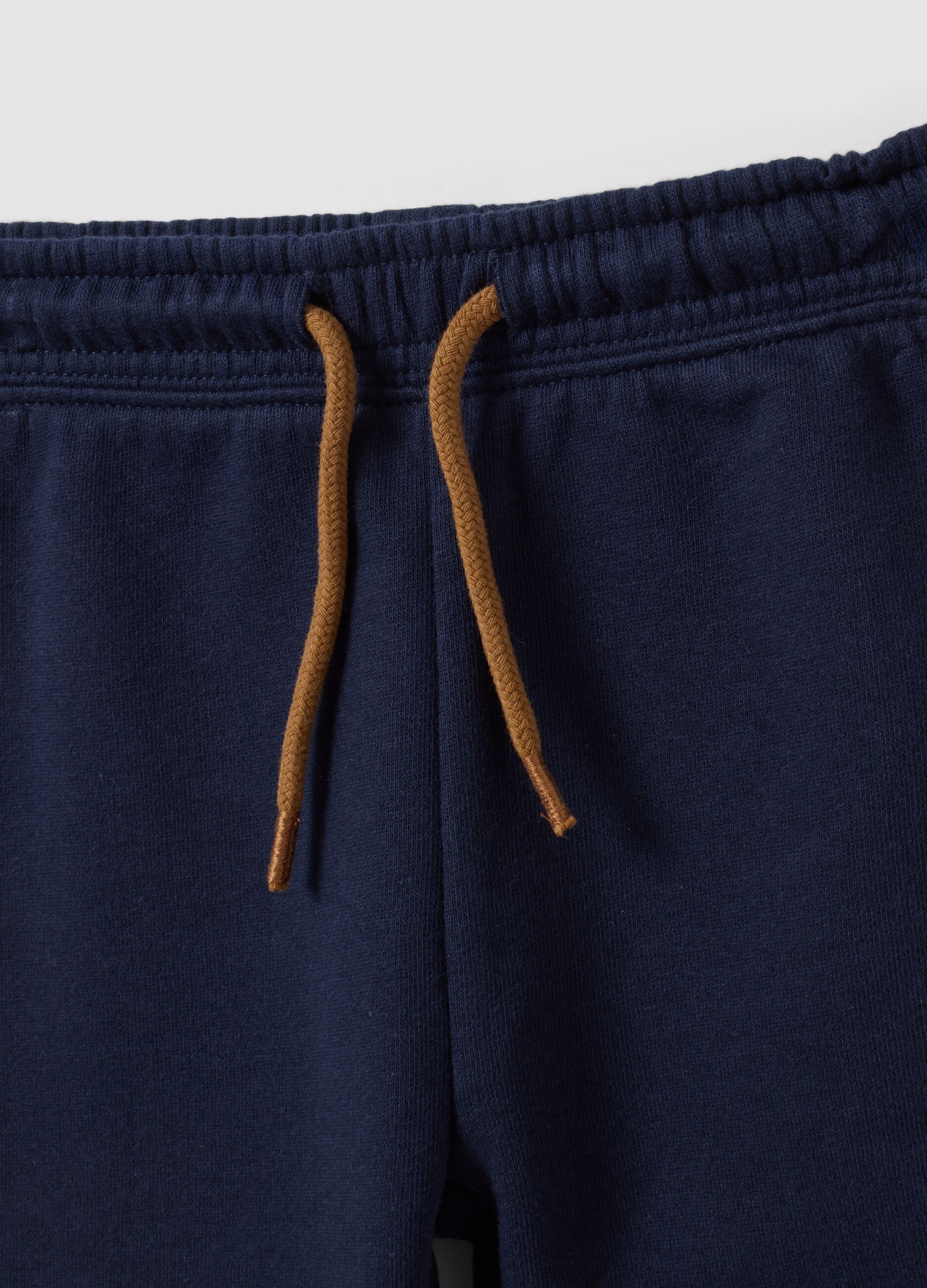 Blue organic cotton crew-neck set with embroidery for baby boy