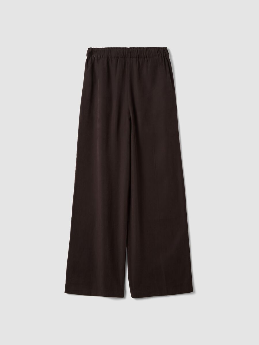 Braune Joggerhose aus Viskosemix mit weitem Bein_6