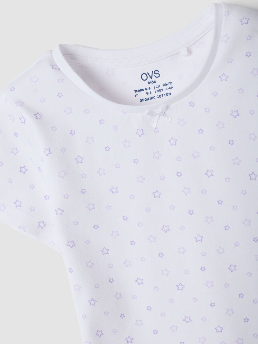 Bipack t-shirt bianco e viola in puro cotone organico girocollo_2