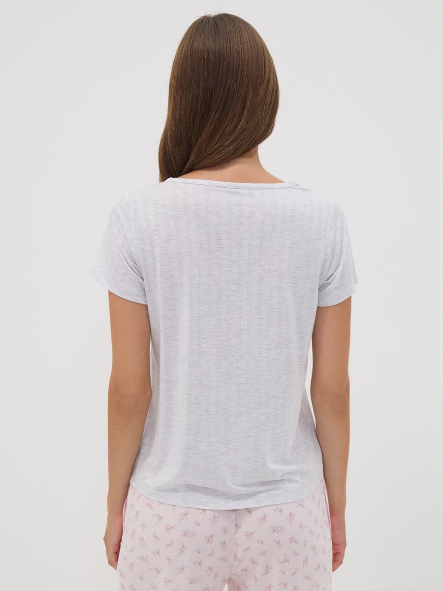 Grey stretch viscose V-neck pyjama top_3