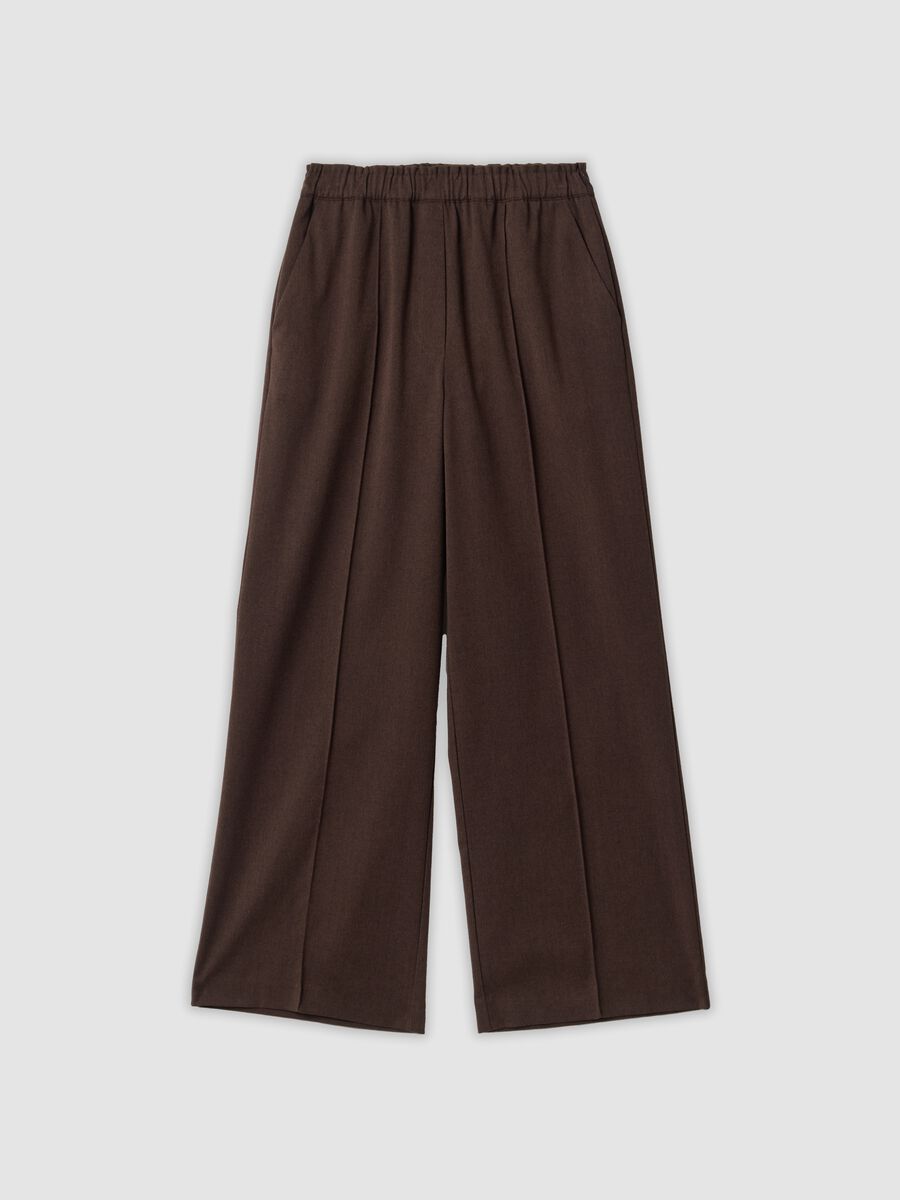 Jogger The Iconic Pants marroni wide leg in viscosa elasticizzata_4
