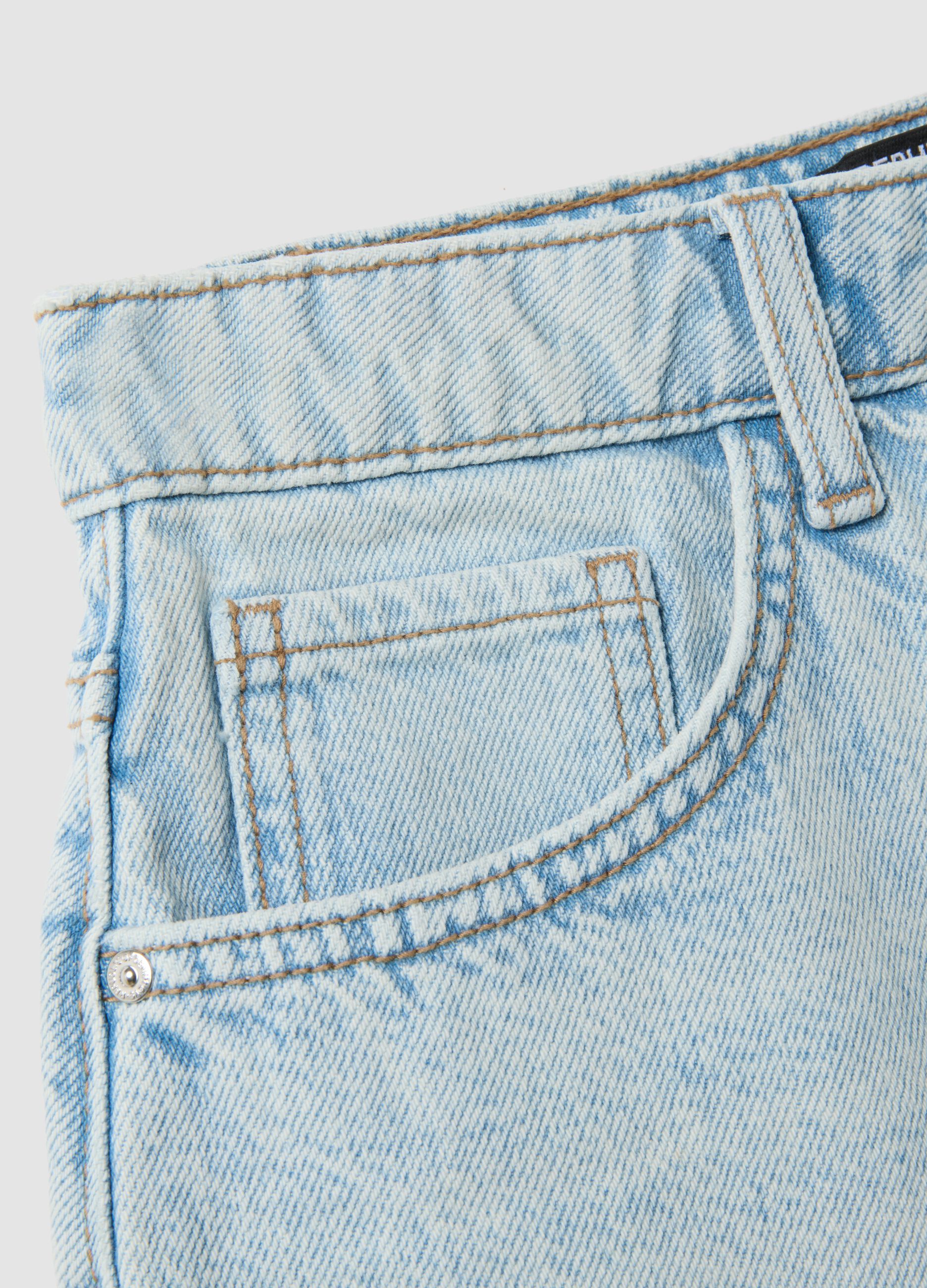 Light blue pure cotton denim shorts