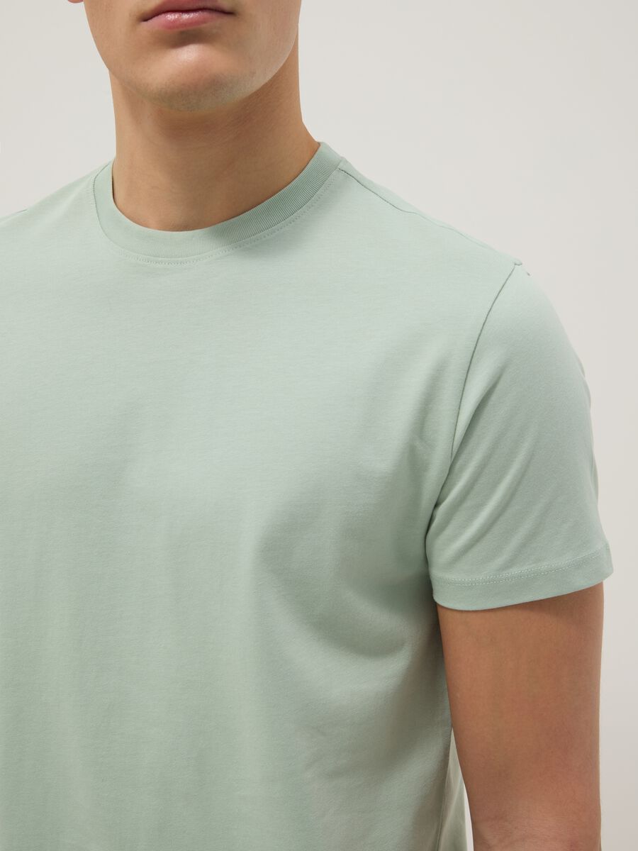 Green pure cotton short-sleeve T-shirt_3