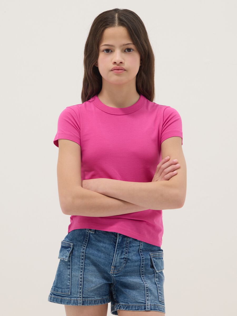 M&auml;dchen T-Shirt aus Stretch-Baumwolle in Rosa, Regular Fit_0