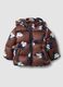 Brown padded jacket with hood and Mickey & Friends print_0
