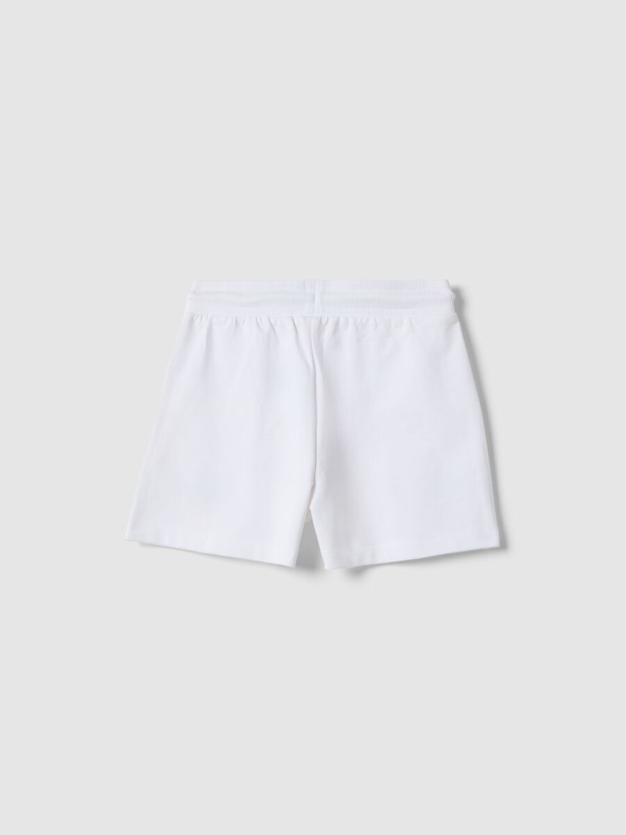 Girls' Regular Fit Pure White Cotton Shorts Featuring Stitch_1