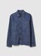 Regular fit blue stretch cotton jacket with collar and buttons_5