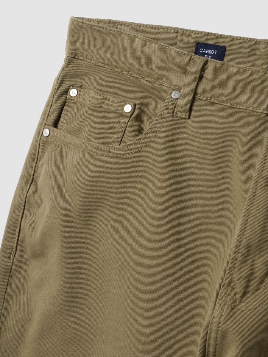 Beige Carrot-Fit-Hose aus elastischem Baumwolltwill_1