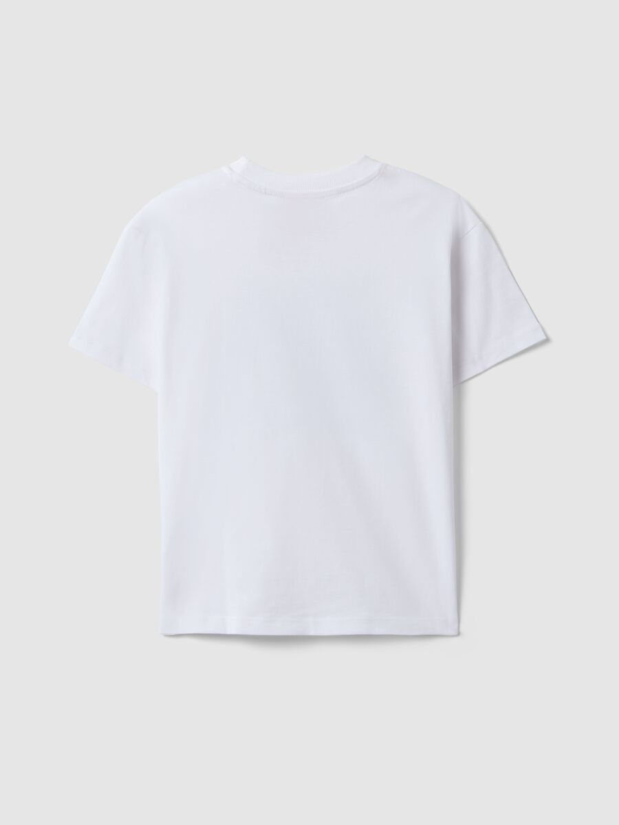 Children's oversized fit pure cotton white T-shirt with print_1