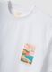 Wei&szlig;es T-Shirt aus reiner Baumwolle mit aufgesetztem Print, Regular Fit_5