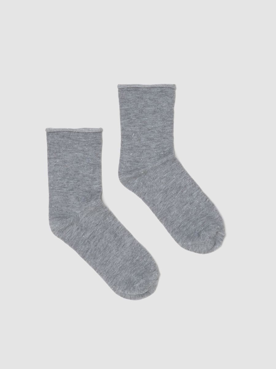 Grey m&eacute;lange stretch viscose socks_0