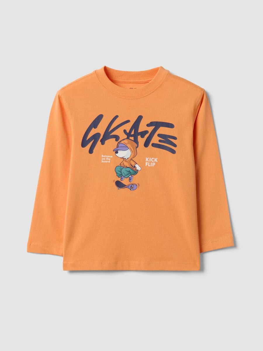 Oranges Oversized-T-Shirt aus reiner Baumwolle mit Skate-Print f&uuml;r Jungen_0