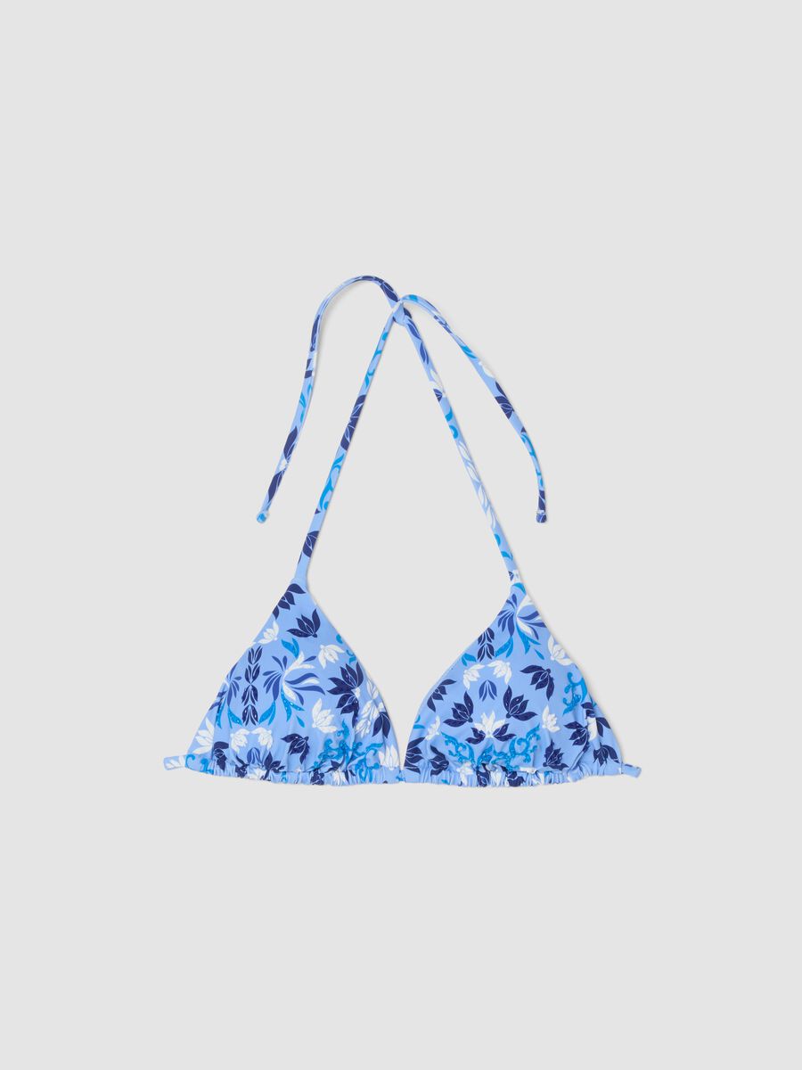 Light blue triangle bikini top in stretch fabric_4