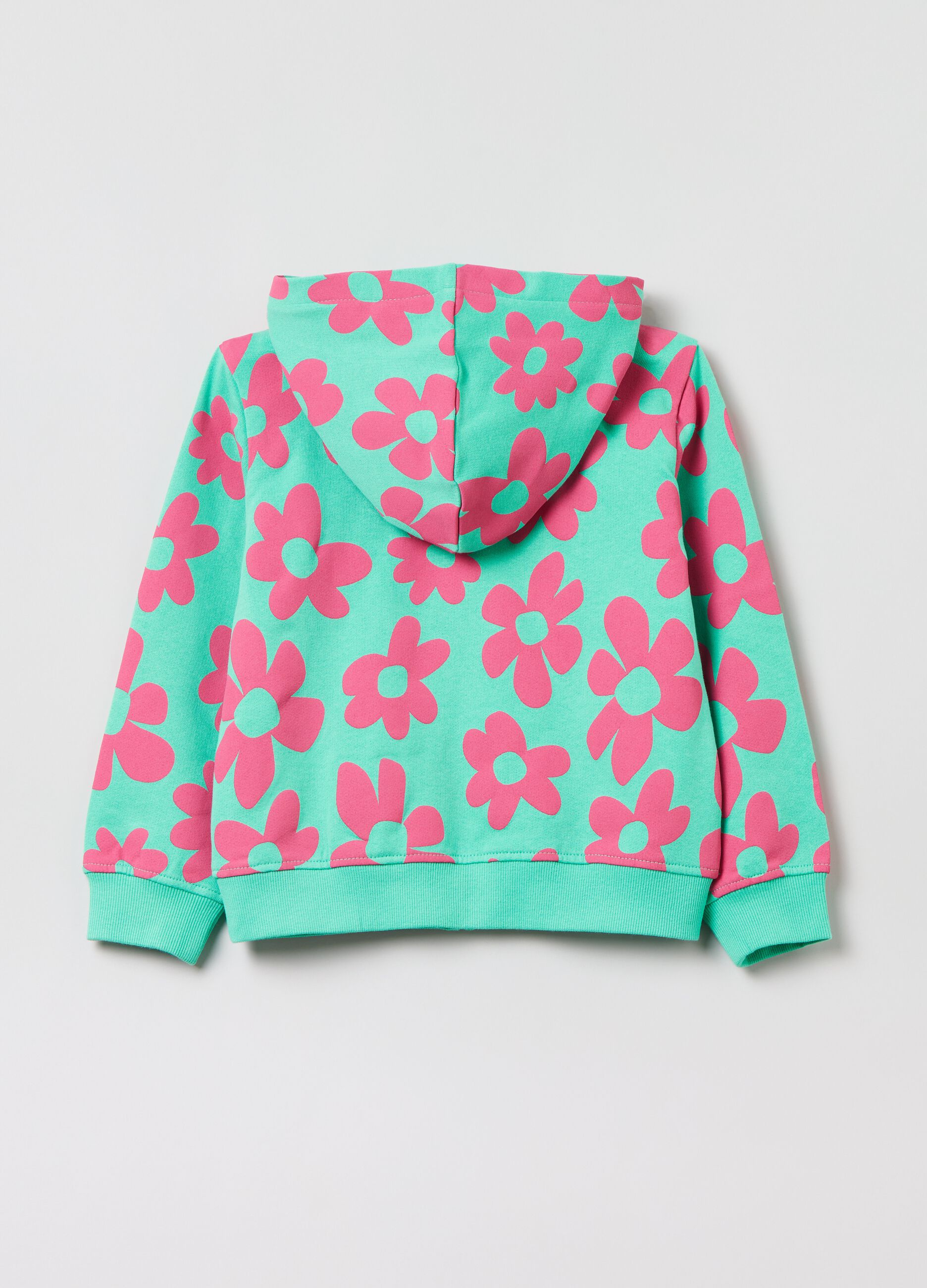 Cotton full-zip sweatshirt with print