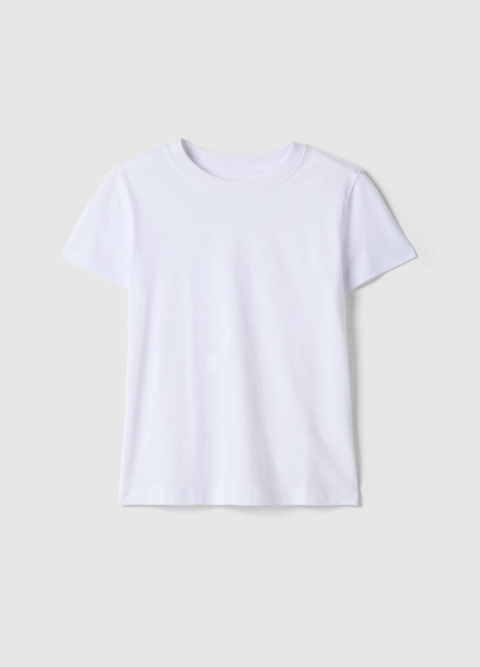 T-shirt branca de algod&atilde;o puro para rapariga, corte regular