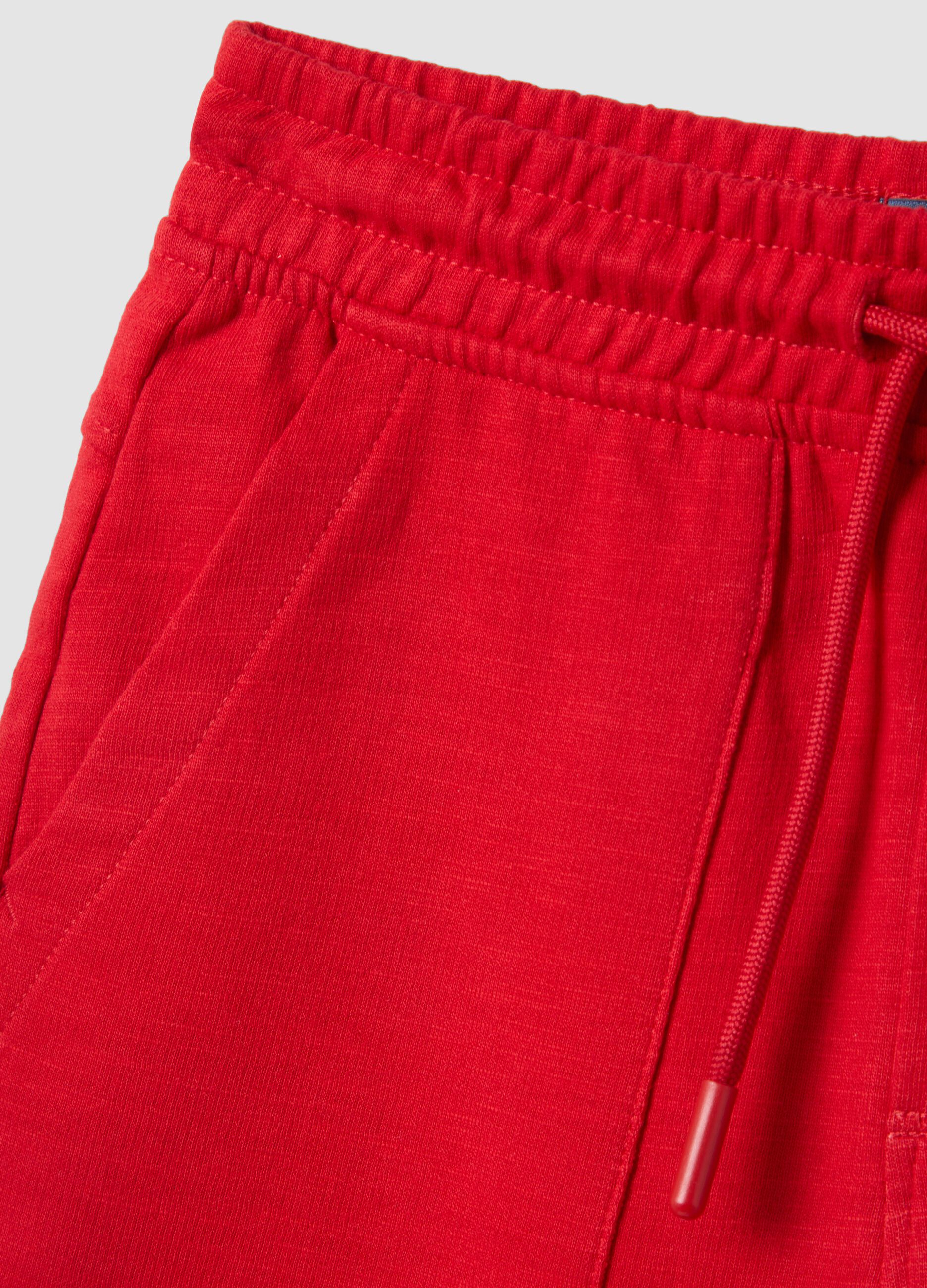 Boys&rsquo; red pure cotton shorts with elasticated waist