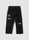 Black wide-leg jeans in cotton, viscose and lyocell blend with Mickey print_0