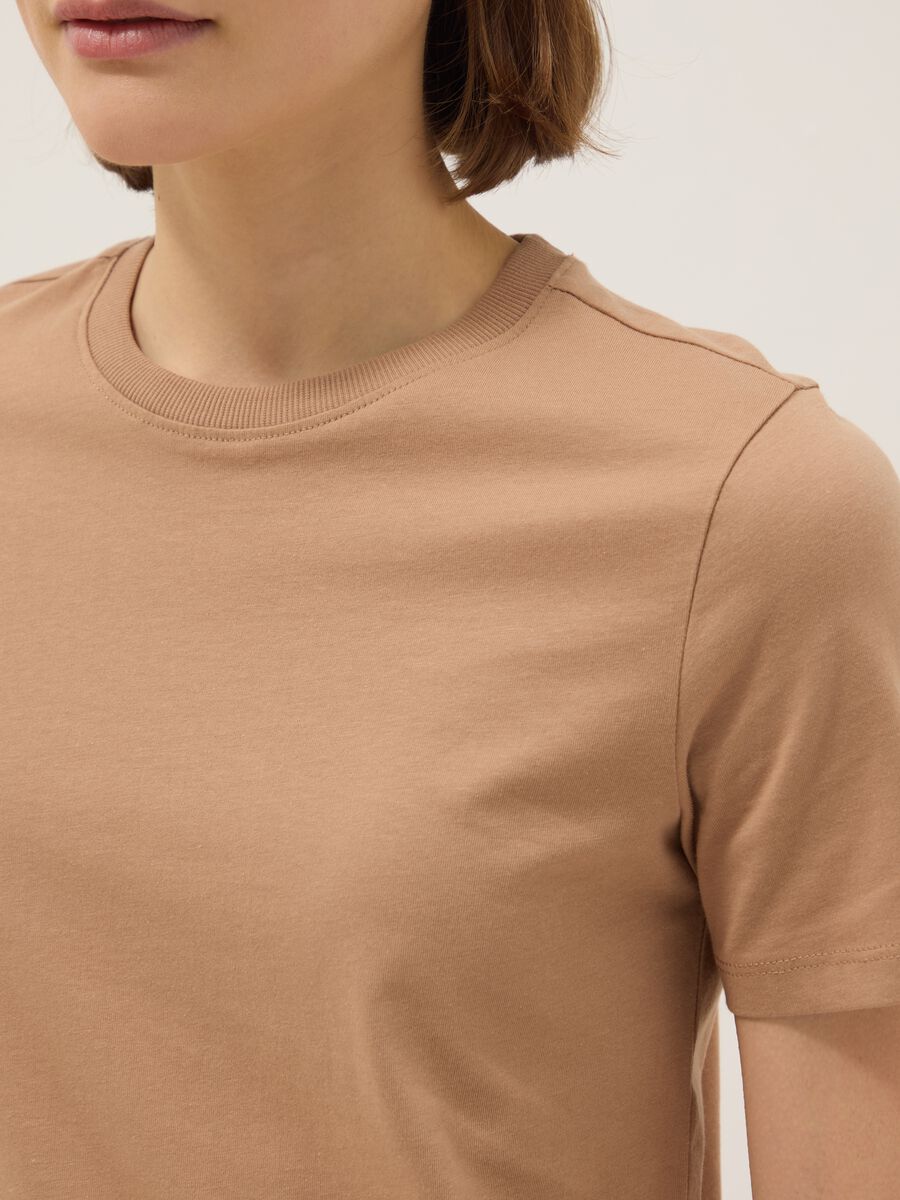 Brown pure cotton crew neck t-shirt regular fit_3