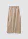 Beige wide-leg trousers in stretch cotton_4