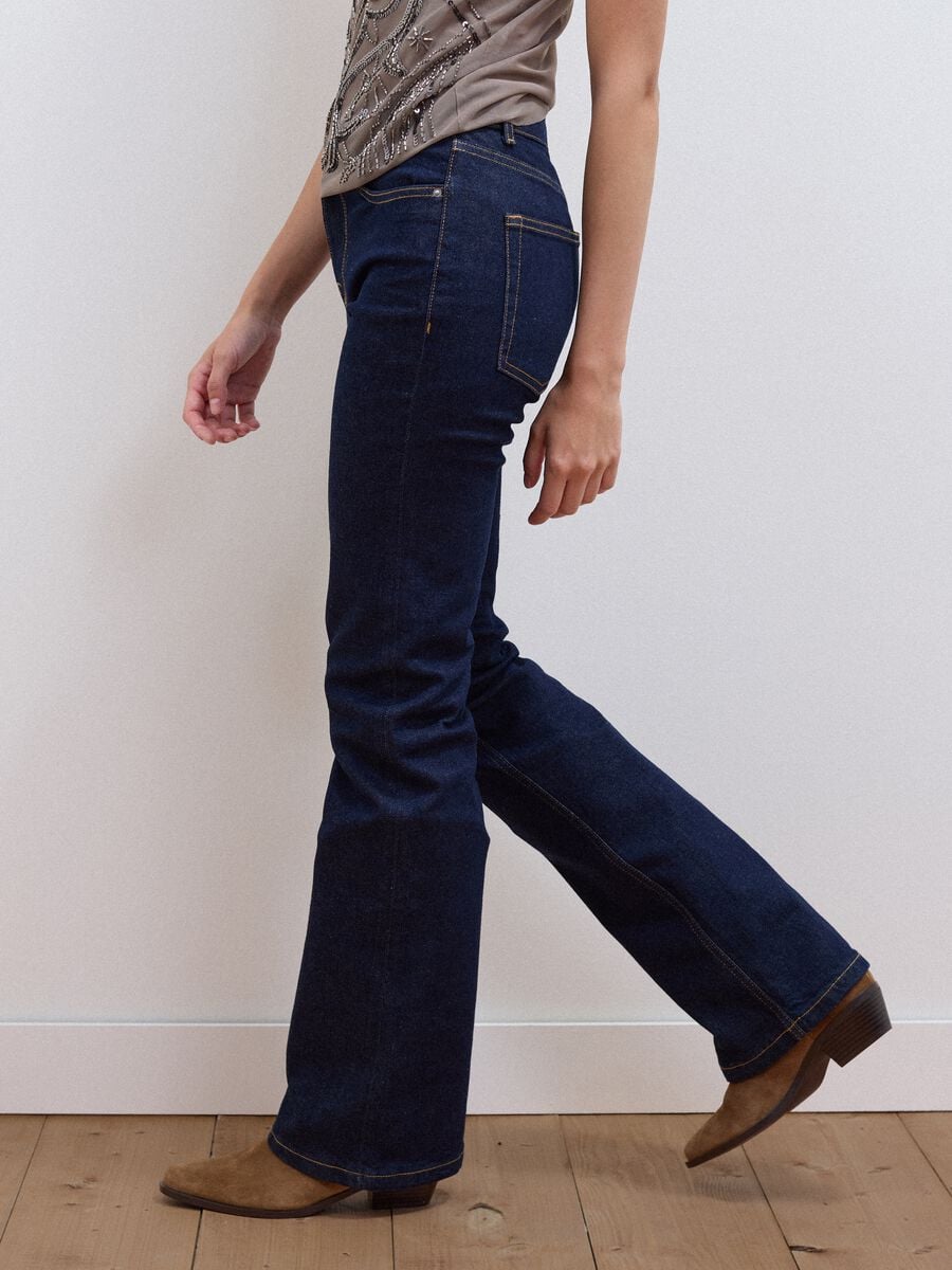 Blue stretch-cotton bootcut jeans_2