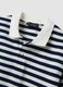 Blue and White Striped Pure Cotton Polo Shirt_5