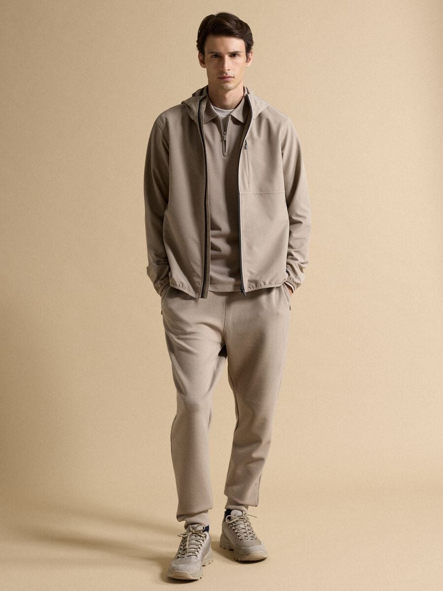 Grey regular-fit joggers in stretch Easy Dry fabric_0