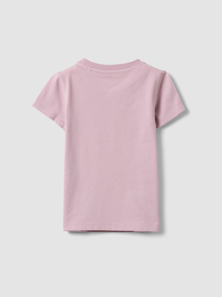 Girls&rsquo; pink organic cotton T-shirt with print and glitter_1
