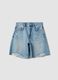 Azurblau Denim reine Baumwollshorts mit geradem Schnitt_4