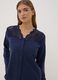 Blue V-neck pyjama top in stretchy cotton, lyocell and wool_1
