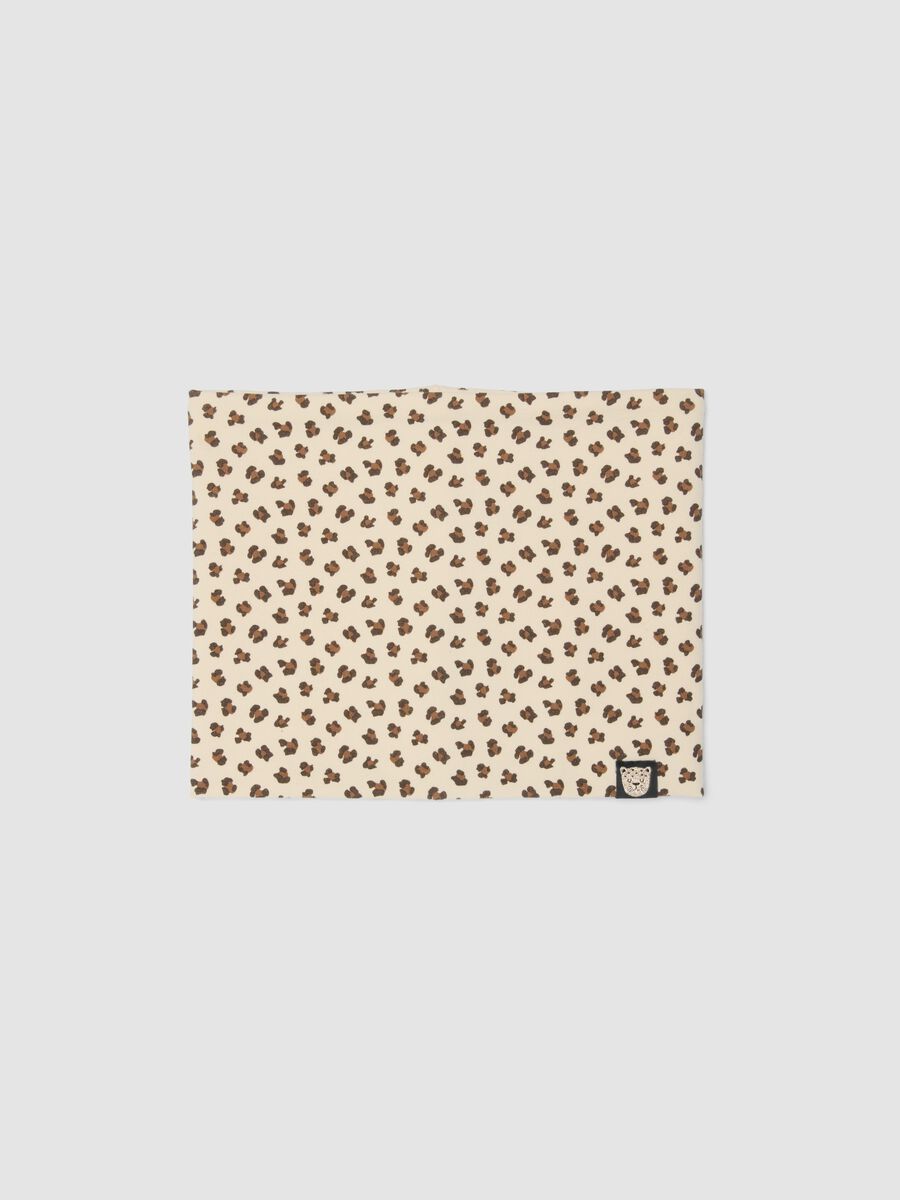 Beige stretch-cotton animal print scarf for girls_0