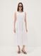 White sleeveless pure cotton tiered dress, regular fit_0