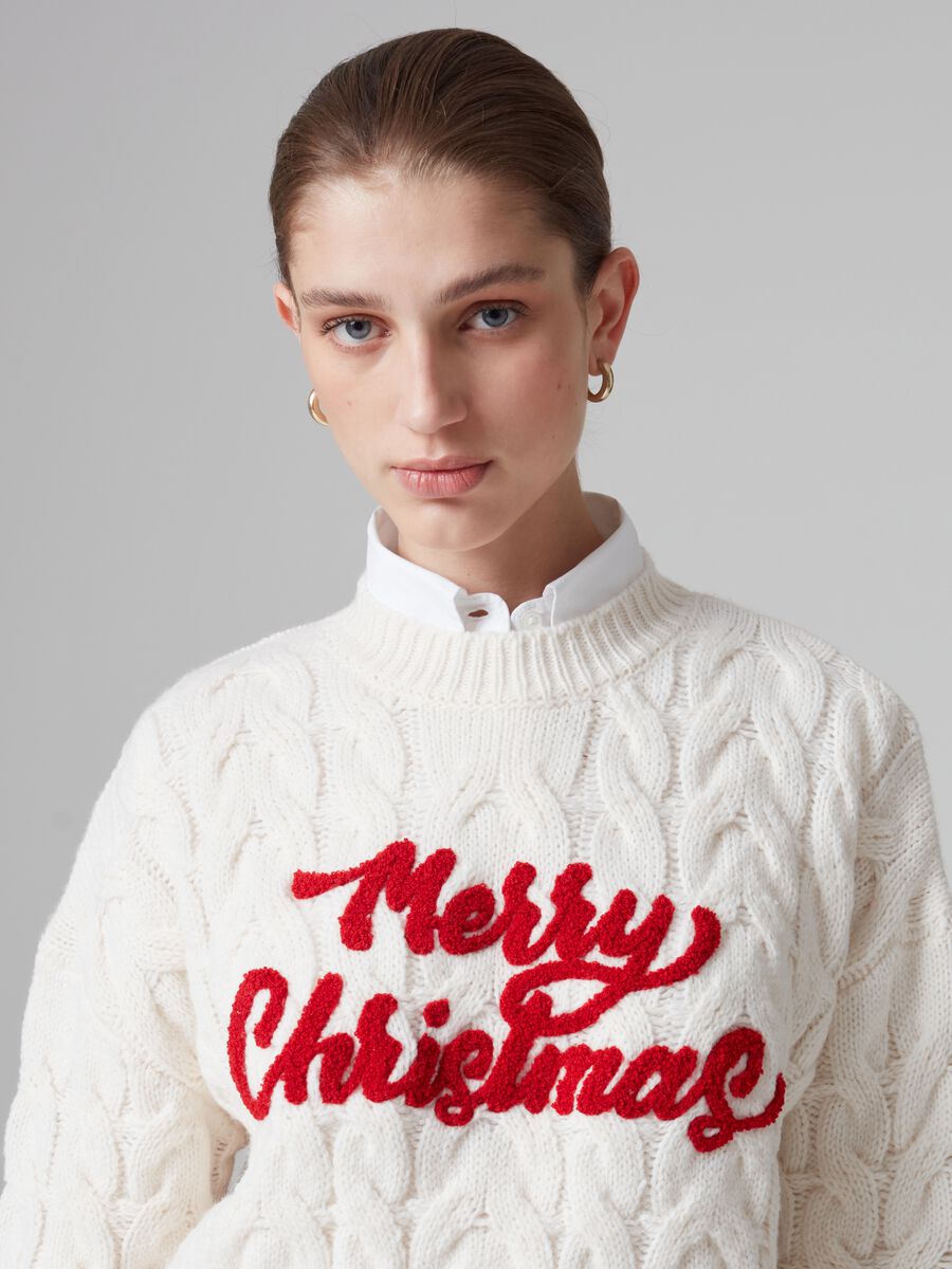 Christmas jumper with bouclé-effect embroidery_1